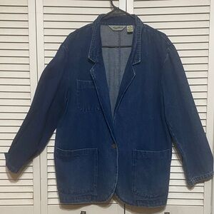 Vintage Eddie Bauer Denim Blazer Jacket Size L